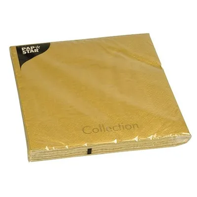 Produktbild von 300 Papstar Servietten, 3-lagig 1/4-Falz 40 cm x 40 cm gold 86107