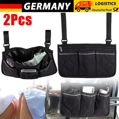 Produktbild von 2 x Rollstuhl Seitentasche Organizer Outdoor-Halter Tasche Armlehne Aufbewahrung