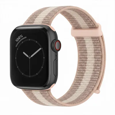 Produktbild von Smartwatch Armband für Apple Watch Series 9 45mm Nylon Textil Band Ersatzband Wechselband Klettverschluss flexibel atmungsaktiv Rosa