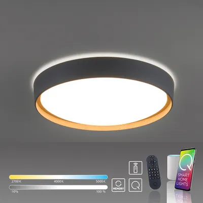 Produktbild von Selltec LED Deckenleuchte Q EMILIA Smart Home dimmbar Fernbedienung steuerbar App Wandlampe grau Wohnzimmer, Schlafzimmer, Flur, Küche, Büro 6118-15