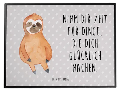 Produktbild von Mr. & Mrs. Panda tischpad Faultier Zufrieden - Grau Pastell - Geschenk, Glück, malunterlage, schreibauflage, abwaschbare schreibtischunterlage, Zufriedenheit, Frieden