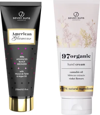 Immagine prodotto di 7suns American Glamour Strong Bronzer 250ml + Crema mani 75ml In omaggio