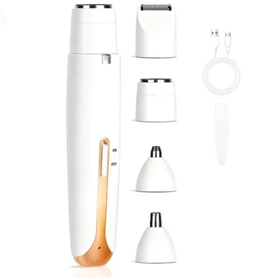 Produktbild von Damenrasierer USB Wiederaufladbar 13,8 cm 4in1 Körperrasierer mit Nasenhaartrimmer für Arme Beine Gesicht Zuhause