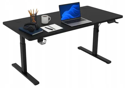 Obrázek produktu pro Psací stůl – pracovní stůl 120 × 60 × 72 cm – kancelářský stůl, černý – stůl na stání – počítačový stůl – s nastavitelnou výškou