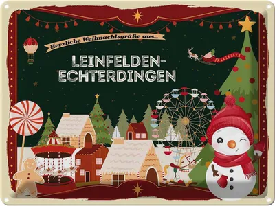 Obrázek produktu pro vianmo Plechová cedule 30x40 cm Grüße LEINEFELDEN-ECHTERDINGEN