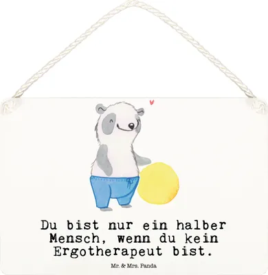 Produktbild von Mr. & Mrs. Panda Schild Ergotherapeut Herz DIN A6 - Weiß - Geschenk, Spruch, Lustig, Beruf, Ausbildung, Deko, Türschild, kleine aufmerksamkeit, holzbild, wandtafel