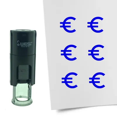 Image de Tampon encreur CombiCraft Symbole Euro 10 mm rond – Encre bleue