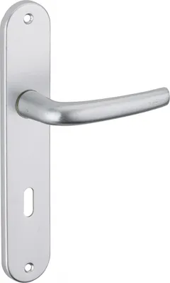 Image de Ensemble de poignées pour porte intérieure Maia trou de clé, carré 7mm, entr'axes 195mm, argent - THIRARD