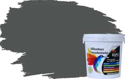 Produktbild von RyFo Colors Silikonharz Fassadenfarbe Lotuseffekt Trend Verkehrsgrau 1l - bunte Fassadenfarbe, weitere Grau Farbtöne und Größen erhältlich, Deckkraft Klasse 1