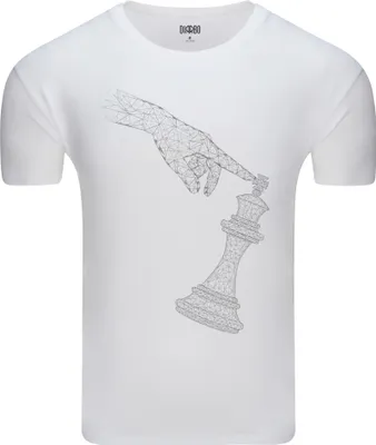 Produktbild von Diarbo Herren T-Shirt mit Schachliebhaber Druck Schachmatt Weiß Gr.S