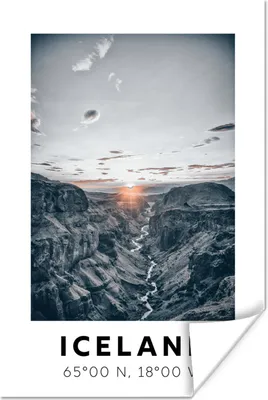 Produktbild von MuchoWow® Poster Island - Berge - Sonnenuntergang 120x180 cm - Kunstposter