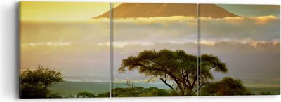 Produktbild von Bild auf Leinwand - Leinwandbild - Safari Tierwelt Berg Kenia - 90x30cm - Wand Bild - Wanddeko - Leinwanddruck - Bilder - Kunstdruck - Wanddekoration - Leinwand bilder - Wandkunst - CA90x30-3170