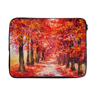Produktbild von MuchoWow® Laptop Hülle 15 Zoll Gemälde - Bäume - Herbst - Ölgemälde Laptoptasche - Laptoptasche - Sleeve - Rundum-Schutz