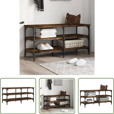 Obrázek produktu pro The Living Store Lavice na boty kouřový dub 100x38,5x49 cm materiál na bázi dřeva
