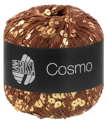 Produktbild von Lana Grossa COSMO 100 g Beilaufgarn aus Baumwolle mit großen und kleinen Pailletten 260 m Farbe 007 - Nougat