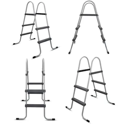 Produktbild von COIL Pooltreppe Poolleiter für Gartenpools, Metall Pool Leiter, Sicherheitsleiter, Gesamthöhe: 120 cm, Max. Beckenhöhe: 84cm, Anzahl der Schritte: 2