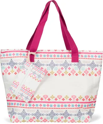 Produktbild von styleBREAKER Große Strandtasche mit buntem Azteken Boho Muster | Damen Schultertasche mit Reißverschluss & Extra-Täschchen | 57,5 x 40 x 15 cm