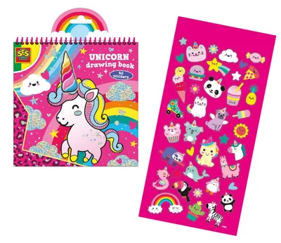 Produktbild von SES Creative 00111 Einhorn Malbuch – Magischer Malspaß mit Schaumstoffhorn für Kinder, Junge/Mädchen, Aufkleber enthalten, Bilder-Set zum Ausmalen