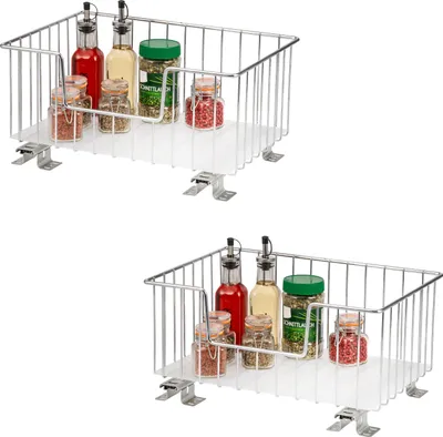 Produktbild von bremermann Korbauszug 2er Set für Oberschränke 40 cm Breite mit Einlegeboden, Chrom
