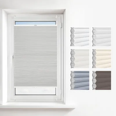 Produktbild von Wabenplissee ohne Bohren, 40x230 cm, in Hellgrau – Verdunkelungs- und Thermoplissee für Fenster mit Montagezubehör erhältlich