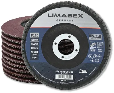 Produktbild von Fächerscheiben 125 mm Holz Metall P120 Lamellenscheiben 10 Stück