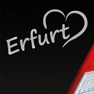 Produktbild von Auto Aufkleber Erfurt Herz Stadt City Liebe Love Heimat 17x8 cm Silber Sticker Heckscheibenaufkleber
