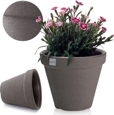 Zdjęcie produktu dla Doniczka Donica Ogrodowa 45 Cm Efekt Cegły Okrągła Na Taras Do Ogrodu Domu Antracytowa