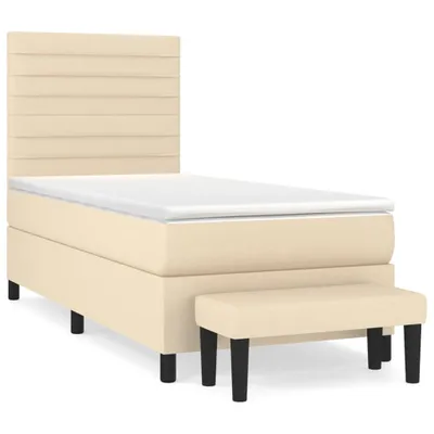 Produktbild von Boxspringbett mit Matratze Creme 100x200 cm Stoff