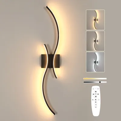 Productafbeelding van Comely LED Wandlamp, dimbaar, 32W, creatieve lange wandlamp, zwart, 80 cm – zwart, dimbaar