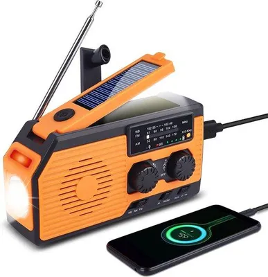 Obrázok produktu pre Solárne núdzové rádio na kempovanie a prežitie – Rádio na solárny pohon – Powerbanka s kapacitou 5 000 mAh – LED svietidlo – Solárna energia