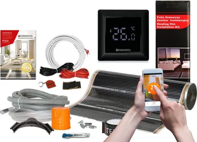 Produktbild von Termofol Elektrische Heizfolie mit Thermostat H6 WiFi Schwarz, Leistung 60 W/m2, 30m²