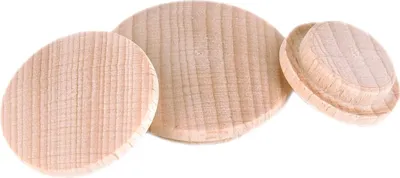 Produktbild von Holzabdeckkappen 15mm Loch Abdeckungen aus Massivholz Buche für Bohrlöcher [10 Stück]
