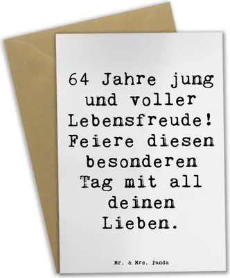 Produktbild von Mr. & Mrs. Panda Grußkarte Spruch 64. Geburtstag Freude - Weiß - Geschenk, Geburtstagsgeschenk, osterkarte, Happy Birthday, Geburtstagsparty, osterkarten, Alter, feiern