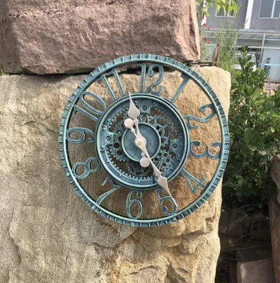 Image de Horloge de jardin rétro, résistante aux intempéries, sans tic-tac