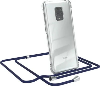 Produktbild von EAZY CASE Handykette kompatibel mit Xiaomi Redmi Note 9S / 9 Pro / 9 Pro Max, Handyhülle mit Umhängeband, Handykordel, Schutzhülle Clear, Band in Blau