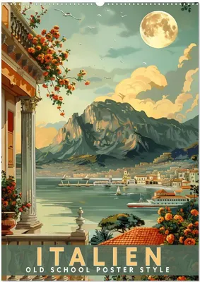 Produktbild von Italien - Old School Poster Style (Wandkalender 2026 DIN A2 hoch), CALVENDO Monatskalender