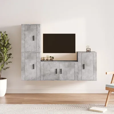 Produktbild von "2026 Moderne" 4-tlg. TV-Schrank-Set Betongrau Holzwerkstoff - TV-Schränke CC1731239
