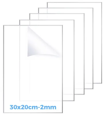 5 Acrylglasplatten A4 30x20 cm, transparent, 2 mm dick