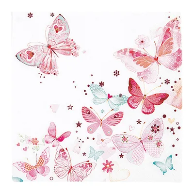 Produktbild von 20 Servietten Lovely Butterflies - Reizende Schmetterlinge 33x33cm