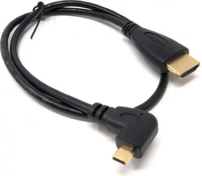 Produktbild von System-S Micro HDMI rechts gewinkelt auf Standard HDMI Kabel 50 cm