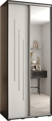 Produktbild von MEBLE KRYSPOL Davos 9 Schrank, zwei Türen - 235,2x110x60 cm - Schwarz Weiß Silber