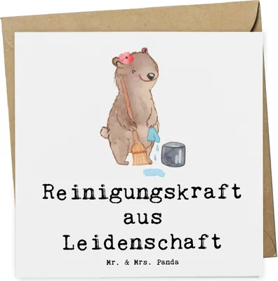 Produktbild von Mr. & Mrs. Panda Grußkarte Reinigungskraft Leidenschaft - Weiß - Geschenk, doppelkarte, faltkarte, Klappkarte, Jubiläum, anlasskarte, Glückwunschkarte