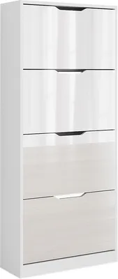 Produktbild von Schuhkipper Vicco Luca Weiß/Weiß Hochglanz 59 x 137 cm mit 4 Klappschubladen, Model 51916