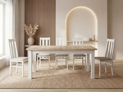 Produktbild von Esstisch Ausziehbar Rechteckig – Platzsparend, Verlängerbar Wohnzimmertisch Küchentisch für 6 personen - 120 × 70 cm bis 160 cm – Weiße Holzbeine – Hergestellt in EU – Eiche Sonoma Hellbraun