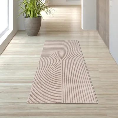 Obrázok produktu pre Koberec béžový sivý s 3D vzorom ľahko udržiavateľný robustný mierne trblietavý Veľkosť - 80 x 150 cm