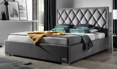 Produktbild von Casa Padrino Luxus Doppelbett Grau / Silber - Verschiedene Größen - Modernes Massivholz Bett mit Kopfteil - Schlafzimmer Möbel - Luxus Kollektion