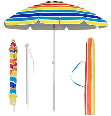 Image de Parasol de plage avec sac de transport 45938083, UPF 50+, 178 Ø x 206 cm, multicolore - A