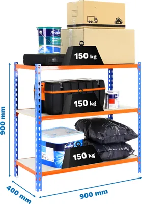 Immagine prodotto di Scaffali metallici MADERCLICK 3/400 900 BLU/LARANJA/MADEIRA