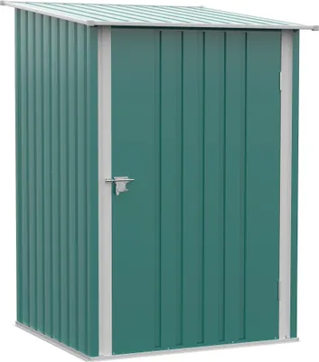 Produktbild von Outsunny Gerätehaus Metall, Pultdach, Abschließbare Tür, 100x103x160 cm, Grün