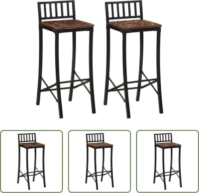 Produktbild von The Living Store Barstühle 2 Stk. Massives Altholz